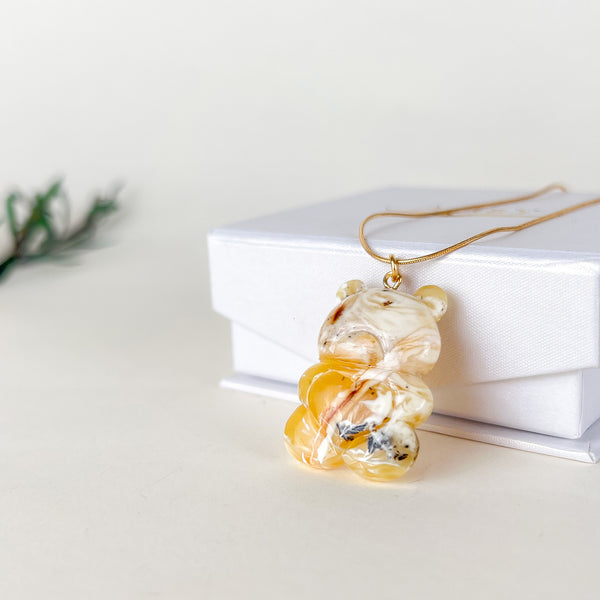 Gintaro pakabukas, auksuotas sidabras 925 "Saulės lašelis"