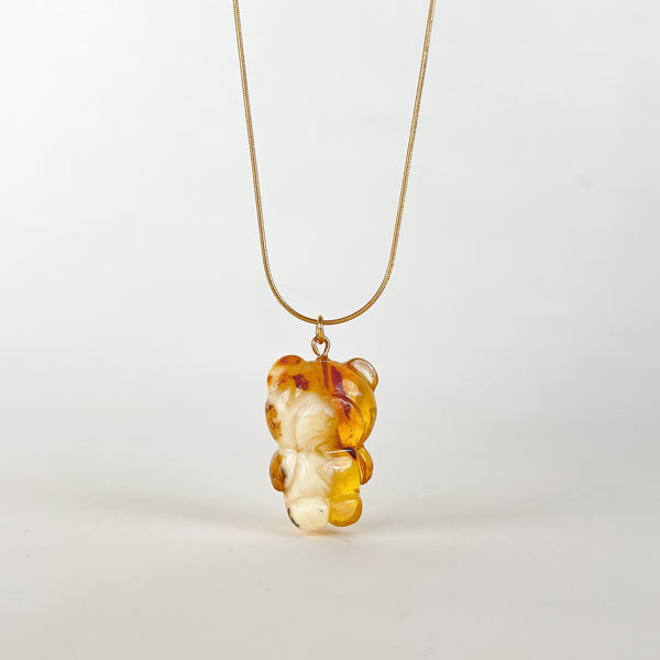 Gintaro pakabukas, auksuotas sidabras 925 "Širdies draugas"