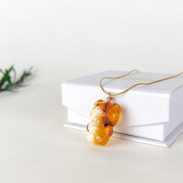 Gintaro pakabukas, auksuotas sidabras 925 "Širdies draugas"