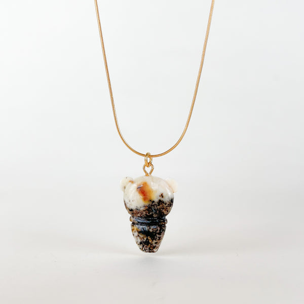 Gintaro pakabukas, auksuotas sidabras 925 "Tylus meškiukas"