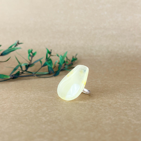 Gintaro žiedas, sidabras 925 "Laimė"