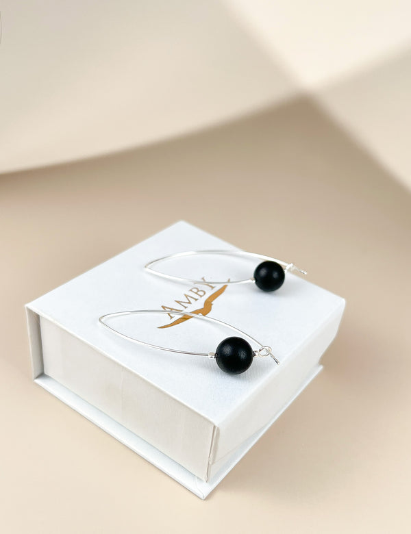 Gintaro auskarai, sidabras 925 "Bellum drugys"