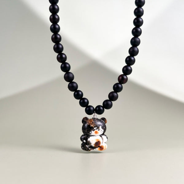 Vaikiškas gintarinis vėrinys 35cm "Meškiukas sargas"