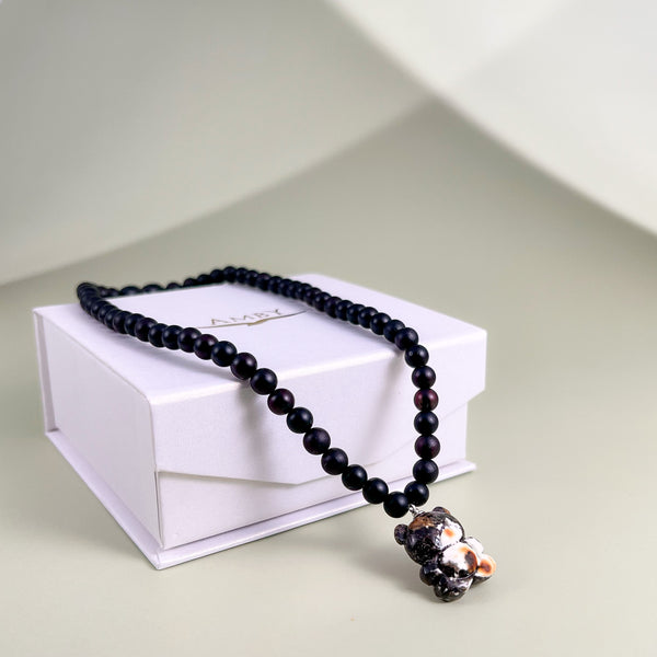 Vaikiškas gintarinis vėrinys 35cm "Meškiukas sargas"