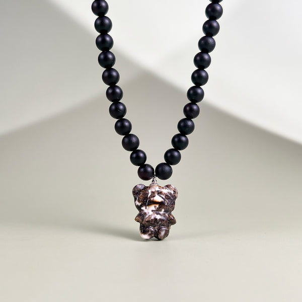 Vaikiškas gintarinis vėrinys 35cm "Stebuklų meškiukas"