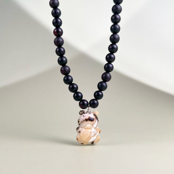 Vaikiškas gintarinis vėrinys 35cm "Drąsos meškiukas"