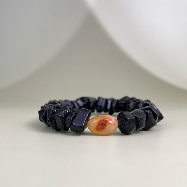 Black amber bracelet "Cube"