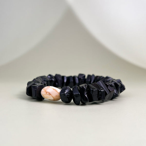 Black amber bracelet "Cube"