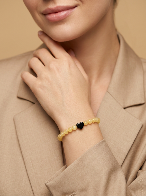 karališka gintaro apyrankė su širdele