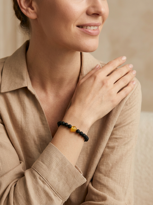 Faceted amber bracelet "Honey crystals"