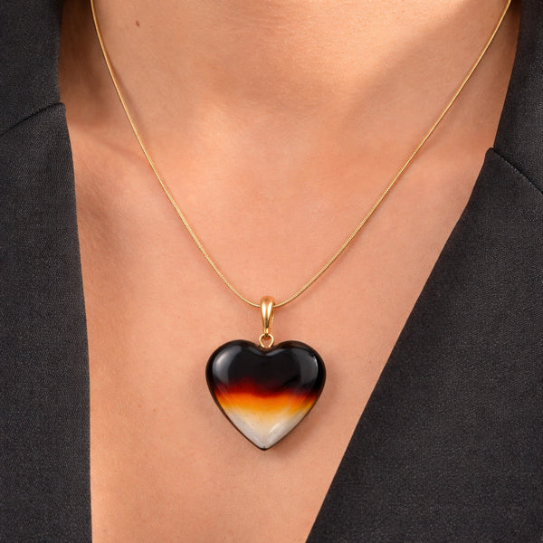Amber heart, gold-plated silver 925 "Passion"