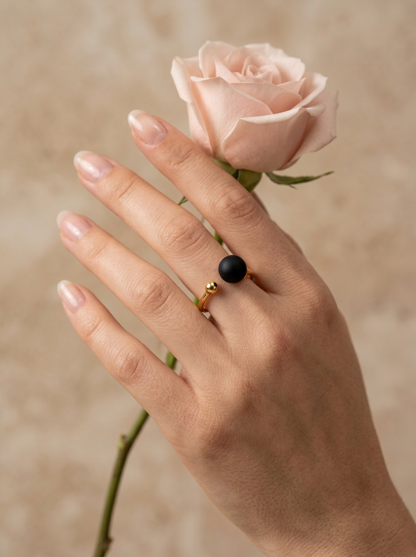 juodo gintaro ziedas