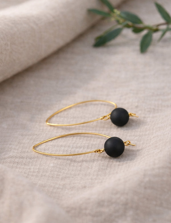 Amber earrings, gold-plated silver 925 "Landscape"