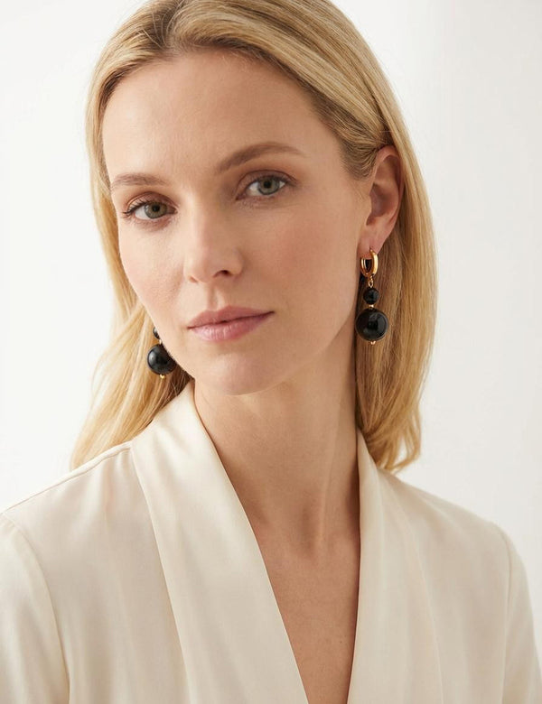 Gintaro auskarai, auksuotas sidabras 925 "Nakties akordai"