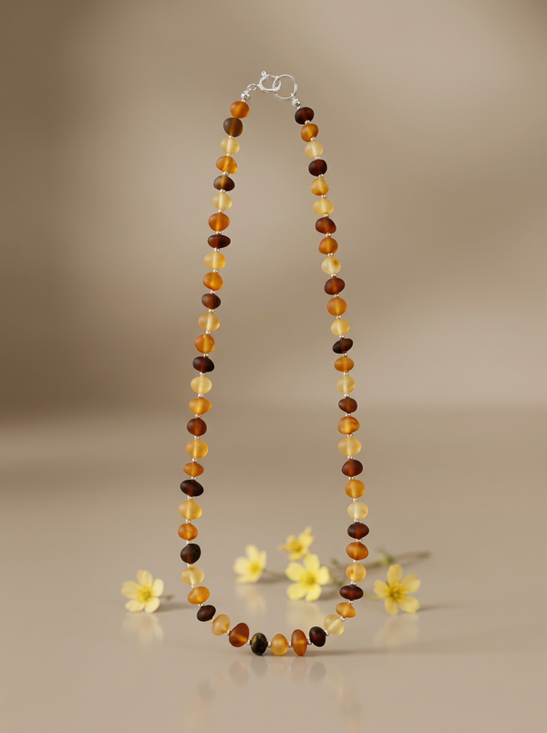 Gintaro vėrinys 45cm, sidabras 925 "Bompari"