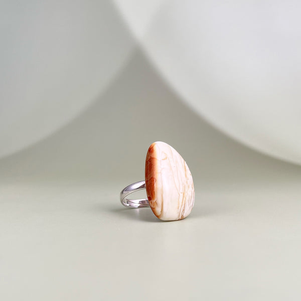 Gintaro žiedas, sidabras 925 "Ledo gijos"