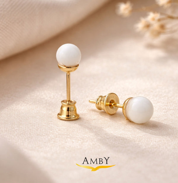 Balto gintaro vinukai auskarai