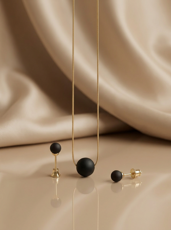 Matte amber set, gold-plated silver 925 "Mini Bellum"