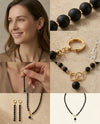 Black amber necklace "Bellum gold"