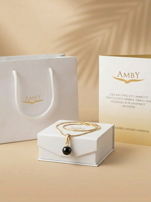 juodo gintaro pakabukas