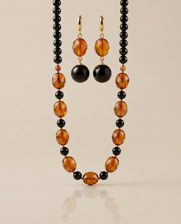 Amber set, earrings and necklace silver 925 "Colorful dream"