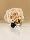Double faceted amber ring, SILVER or GOLD-PLATED SILVER 925