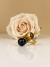 Double faceted amber ring, SILVER or GOLD-PLATED SILVER 925