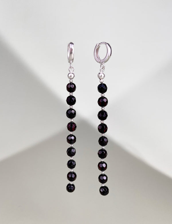 Facetuoto gintaro auskarai, sidabras 925 "Žiba"