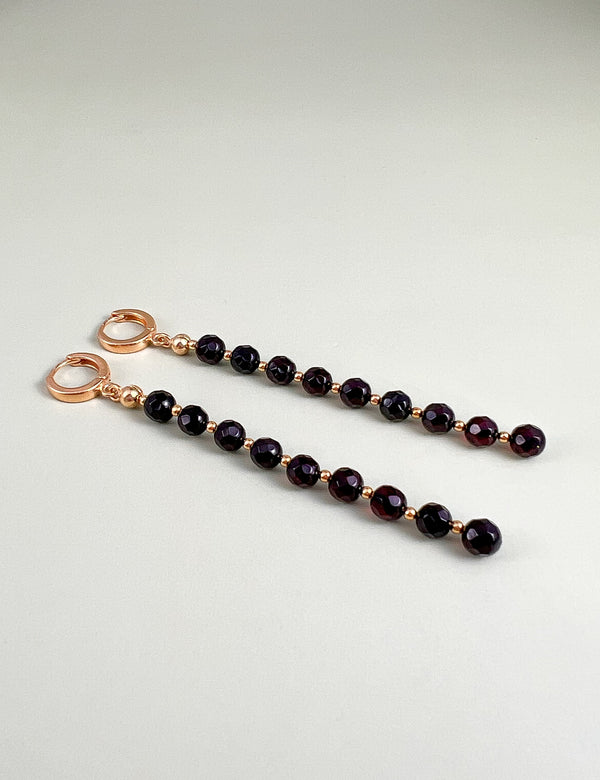 Facetuoto gintaro auskarai, auksuotas sidabras 925 "Žiba"