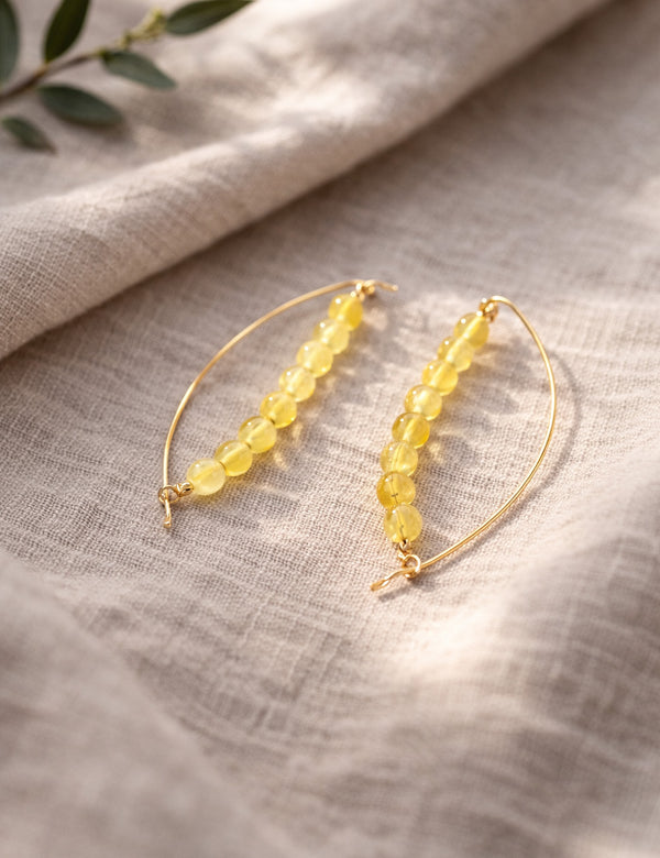 Amber earrings, gold-plated silver 925 "Landscape"