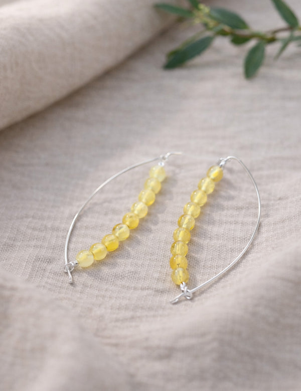 Amber earrings, gold-plated silver 925 "Landscape"