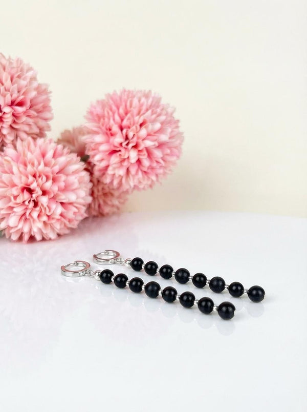 Amber earrings, gold-plated silver 925 "Night rain"