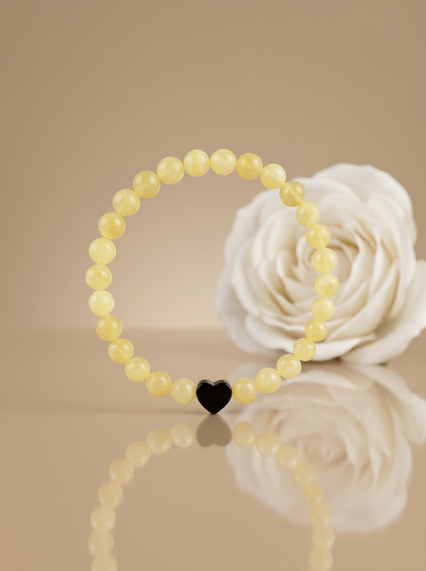 karališka gintaro apyrankė su širdele