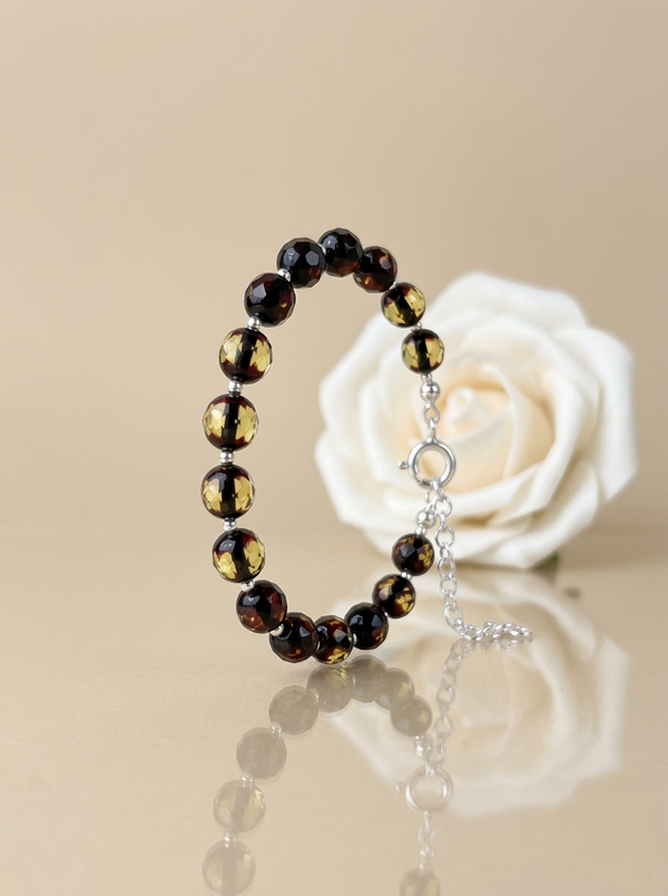 Faceted amber bracelet silver or gold-plated silver 925 "Crystals"