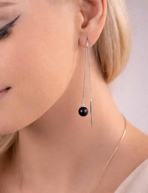 Juodo gintaro auskarai, sidabras 925 "Shiny berry"