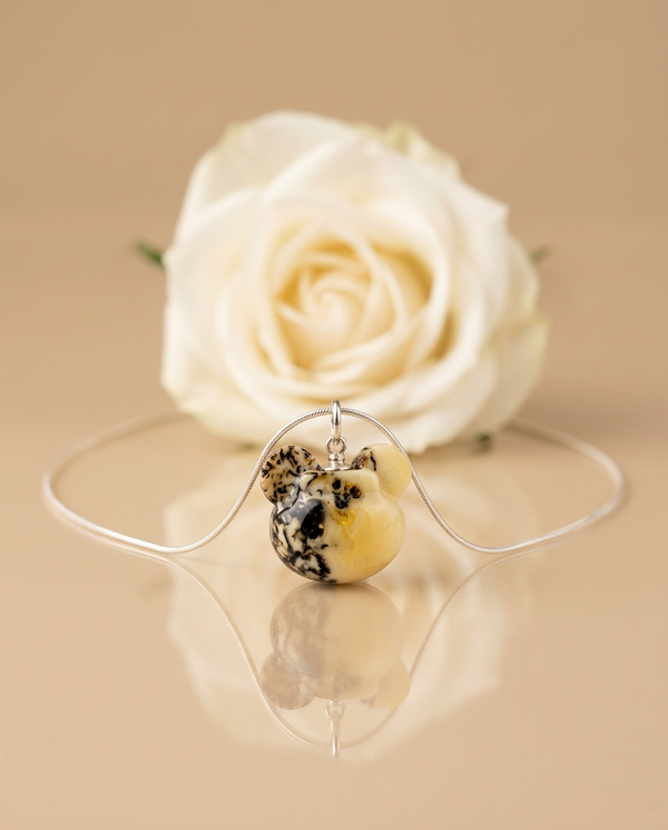 gintaro pakabukas su sidabru