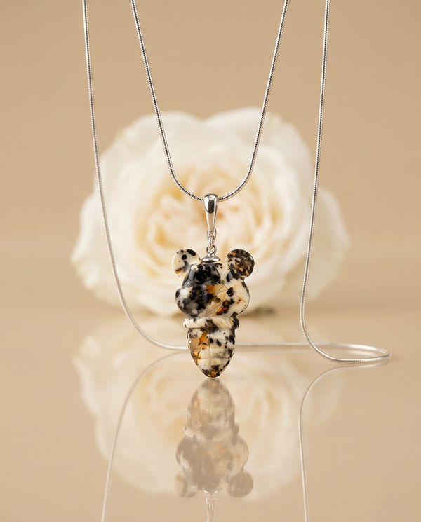 gintaro pakabukas su sidabru