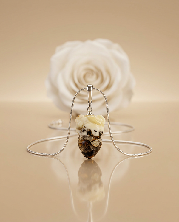 gintaro pakabukas su sidabru