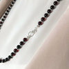 Juodas gintaro vėrinys 70cm, sidabras 925 "Cherry Grace"