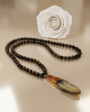 Amber necklace 51cm, gold-plated silver 925 "Bellum dandelion"