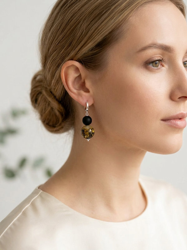 Gintaro auskarai moterims