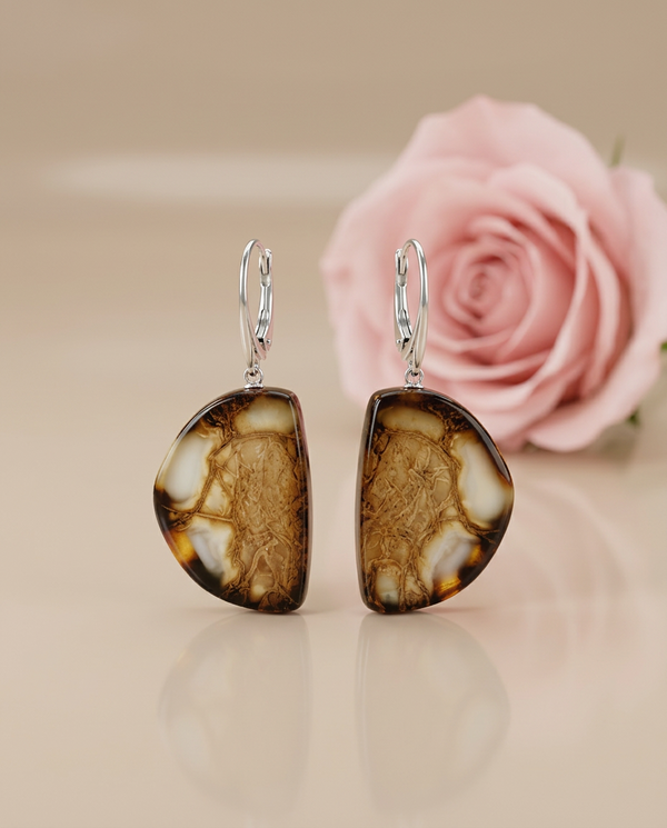 gintaro juvelyrika sidabro auskarai