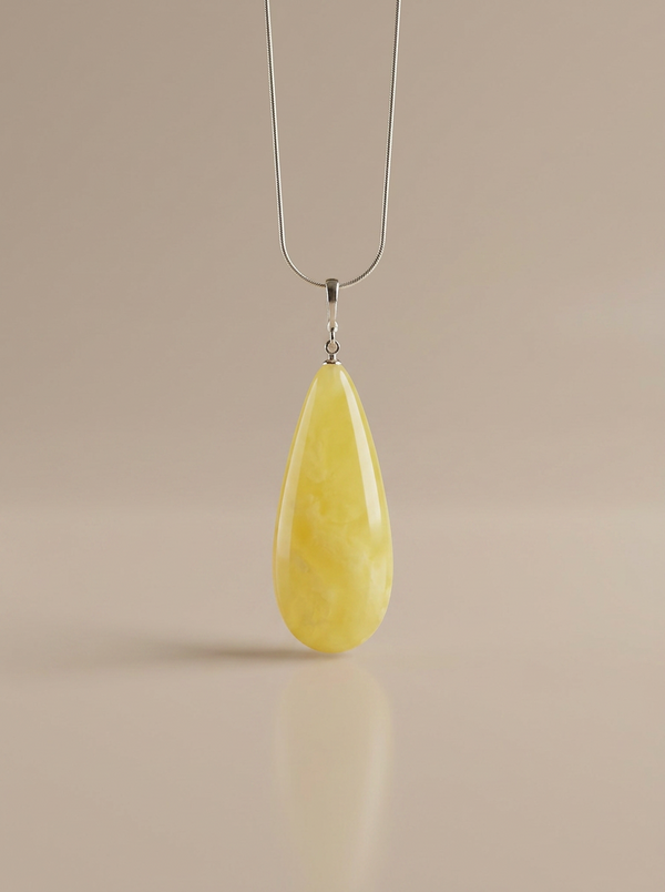 geltonas gintaro pakabukas, baltijos gintaro juvelyrika