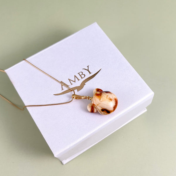 Gintaro pakabukas, auksuotas sidabras 925 "Spalvų draugas"