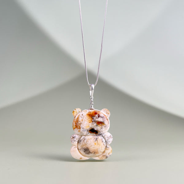 Amber pendant, silver 925 "Warm gaze"