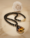 Amber necklace 51cm, gold-plated silver 925 "Bellum dandelion"
