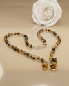 Amber necklace 51cm, gold-plated silver 925 "Bellum dandelion"