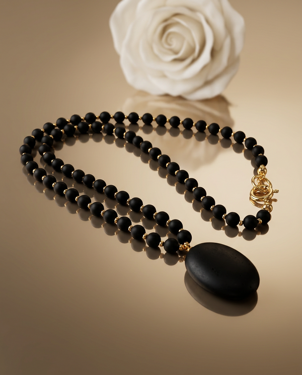 Amber necklace 51cm, gold-plated silver 925 "Bellum dandelion"