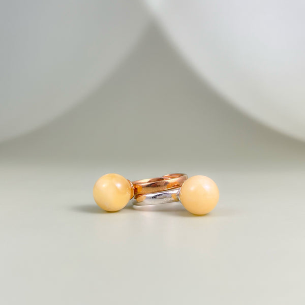 Amber ring, gold-plated silver 925 "Sun landscape"