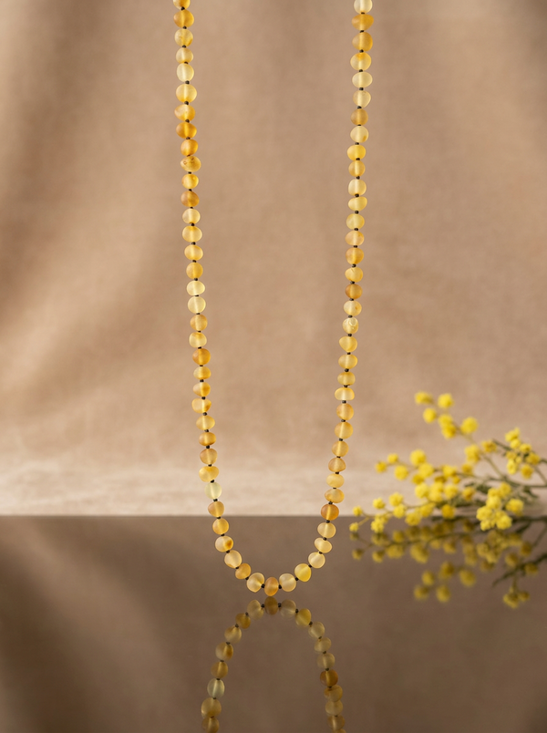 Amber necklace 51cm, gold-plated silver 925 "Bellum dandelion"